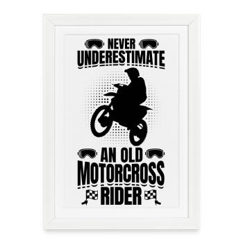 Papi motocross - Affiche encadrée (27 × 37 cm) - blanc - Devant