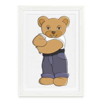 Ours en peluche avec les bras croisés - Affiche encadrée (27 × 37 cm) - blanc - Devant