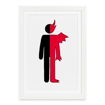 Man or Demon Pictogram - Framed poster (27 × 37 cm) - white - Front