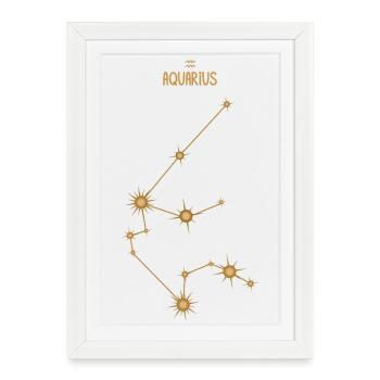 Verseau Signe du zodiaque Constellation d’étoiles Doré - Affiche encadrée (27 × 37 cm) - blanc - Devant