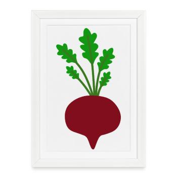 Vibrant Beetroot Leaf Illustration - Framed poster (27 × 37 cm) - white - Front
