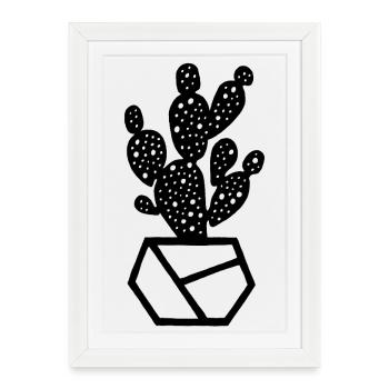 Cactus noir - Affiche encadrée (27 × 37 cm) - blanc - Devant