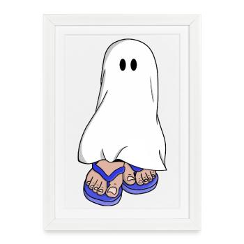 Fantôme en sandales bleues - Affiche encadrée (27 × 37 cm) - blanc - Devant