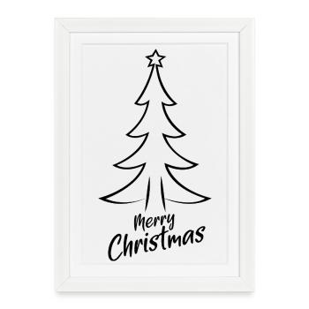 Minimalist Fir Merry Christmas - Framed poster (27 × 37 cm) - white - Front