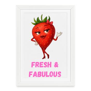 Strawberry Lady - Charming and Fresh Caricature - Framed poster (27 × 37 cm) - white - Front