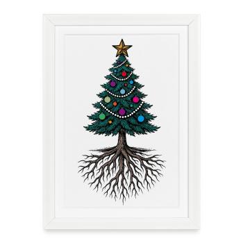 Christmas tree with roots – festively rooted - Framed poster (27 × 37 cm) - white - Front
