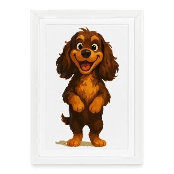 Cocker Spaniel souriant largement - Affiche encadrée (27 × 37 cm) - blanc - Devant