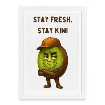 Stay Fresh Kiwi – Streetwear Figure - Affiche encadrée (27 × 37 cm) - blanc - Devant