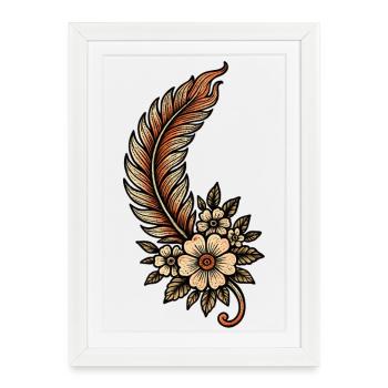 Illustration vintage de fleurs de plumes - Affiche encadrée (27 × 37 cm) - blanc - Devant