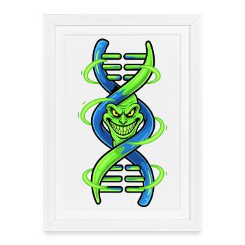 Double hélice à ADN démoniaque - Affiche encadrée (27 × 37 cm) - blanc - Devant
