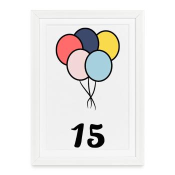 15. 15 ANS. 15e ANNIVERSAIRE. ANNIVERSAIRE 15 ANS. - Affiche encadrée (27 × 37 cm) - blanc - Devant