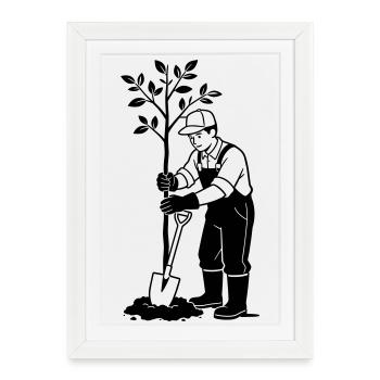 Jardinier - Affiche encadrée (27 × 37 cm) - blanc - Devant