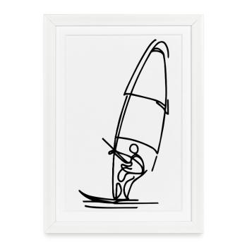Windsurfer Drawing - Framed poster (27 × 37 cm) - white - Front