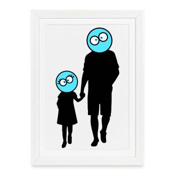 Silhouette familiale Chers enfants Parents Maman Papa - Affiche encadrée (27 × 37 cm) - blanc - Devant
