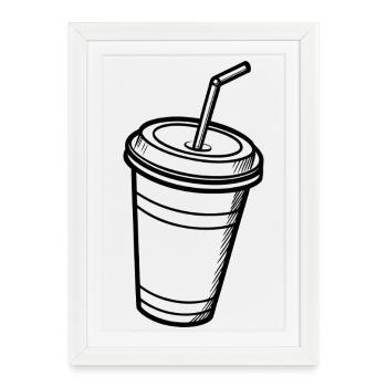Tasse à paille - Affiche encadrée (27 × 37 cm) - blanc - Devant