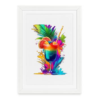 Cocktail Tropical - Affiche encadrée (27 × 37 cm) - blanc - Devant