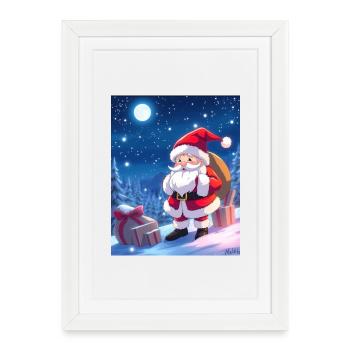 Christmas Man with Gifts Sack - Framed poster (27 × 37 cm) - white - Front