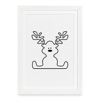 Moose at Christmas - Framed poster (27 × 37 cm) - white - Front