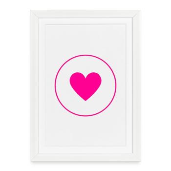 Pink Heart Circle | Modern Love Design-8 - Framed poster (27 × 37 cm) - white - Front