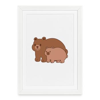 Bear Family – Mom & Baby - Framed poster (27 × 37 cm) - white - Front