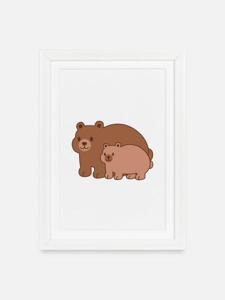 Bear Family – Mom & Baby - Framed poster (27 × 37 cm) - white