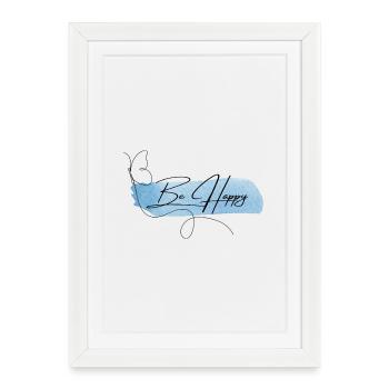 Soyez heureux - Police aquarelle élégante - Affiche encadrée (27 × 37 cm) - blanc - Devant