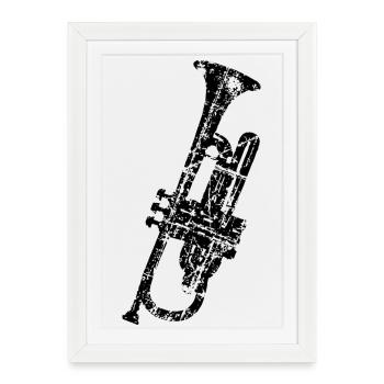 Trompette (Vintage Black) - Affiche encadrée (27 × 37 cm) - blanc - Devant