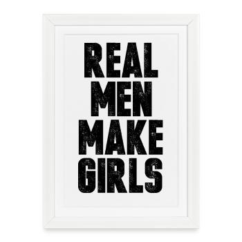 Réel Homme de filles papa papa fille cadeau - Affiche encadrée (27 × 37 cm) - blanc - Devant