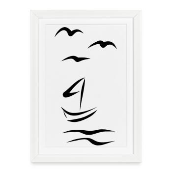 Voilier Allemagne du Nord Marin Capitaine - Affiche encadrée (27 × 37 cm) - blanc - Devant