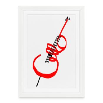 Lettrage violoncelle rouge - Affiche encadrée (27 × 37 cm) - blanc - Devant
