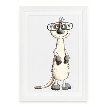 Drôle de nerd homme suricate I nerd - Affiche encadrée (27 × 37 cm) - blanc - Devant