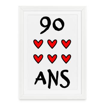 90. 90 ANS. 90e ANNIVERSAIRE. ANNIVERSAIRE 90 ANS. - Affiche encadrée (27 × 37 cm) - blanc - Devant