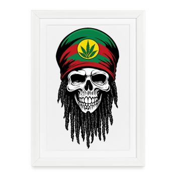 CASQUETTE RASTA SKULL - Affiche encadrée (27 × 37 cm) - blanc - Devant