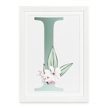I Monogram, Floral, Personnalisable - Affiche encadrée (27 × 37 cm) - blanc - Devant