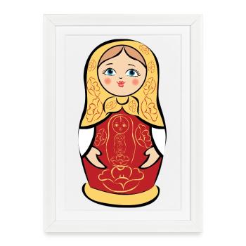 Matryoshka with floral pattern - Framed poster (27 × 37 cm) - white - Front