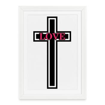 Croix Amour Chrétien - Affiche encadrée (27 × 37 cm) - blanc - Devant