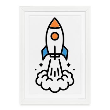Rocket Launch Space Comic - Framed poster (27 × 37 cm) - white - Front