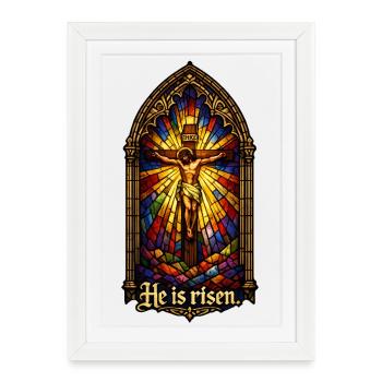 Resurrection He is Risen Easter Jesus - Framed poster (27 × 37 cm) - white - Front