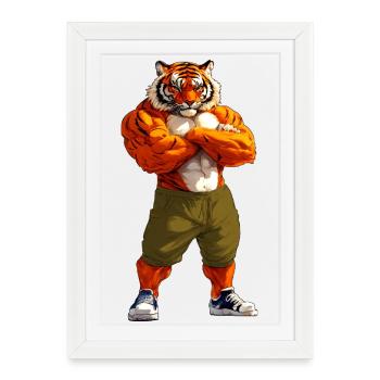 Tigre Animal Sport - Affiche encadrée (27 × 37 cm) - blanc - Devant