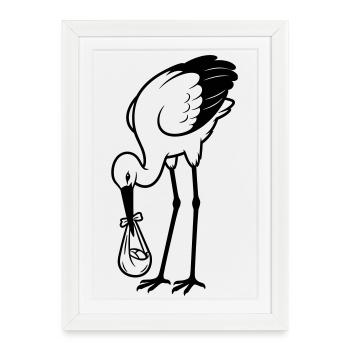 Stork baby - Framed poster (27 × 37 cm) - white - Front