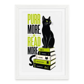 Cadeau de lecture des livres sur chats pour les rats de bibliothèque - Affiche encadrée (27 × 37 cm) - blanc - Devant