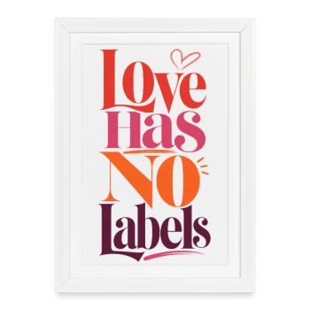 L’amour n’a pas d’étiquettes LGBTQ Déclaration Fans de Retro CSD - Affiche encadrée (27 × 37 cm) - blanc - Devant