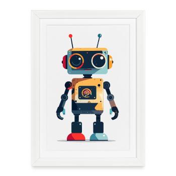 Small Robot in Toy Style Kids Motif - Framed poster (27 × 37 cm) - white - Front
