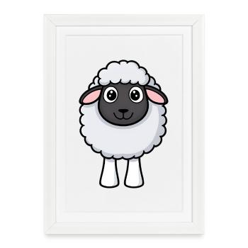 Design de câlins moutons poillés - Affiche encadrée (27 × 37 cm) - blanc - Devant