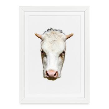 drôle vache tête de vache cadeau fermier - Affiche encadrée (27 × 37 cm) - blanc - Devant