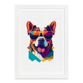 Pawsome Attitude: Retro Dog T-Shirt - Framed poster (27 × 37 cm) - white - Front