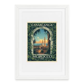 Casablanca Morocco 1912 Vintage Poster - Framed poster (27 × 37 cm) - white - Front