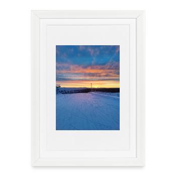 Sunset in a winter landscape - Framed poster (27 × 37 cm) - white - Front