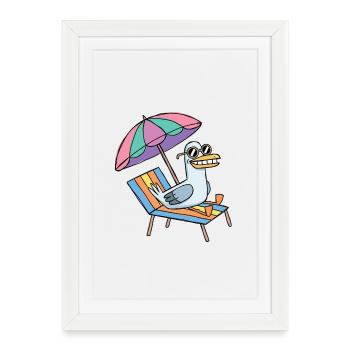 Möwe macht Urlaub - Framed poster (27 × 37 cm) - white - Front