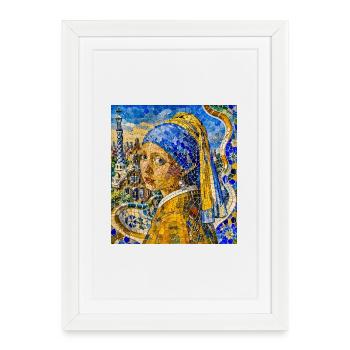 Perle de l’écharpe bleue - Affiche encadrée (27 × 37 cm) - blanc - Devant